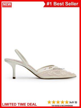 Crochet Slingback Heels Pointed Toe Kitten Heel for Wedding Party